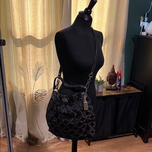 Coach Black Shoulder Bag with Chain Detail